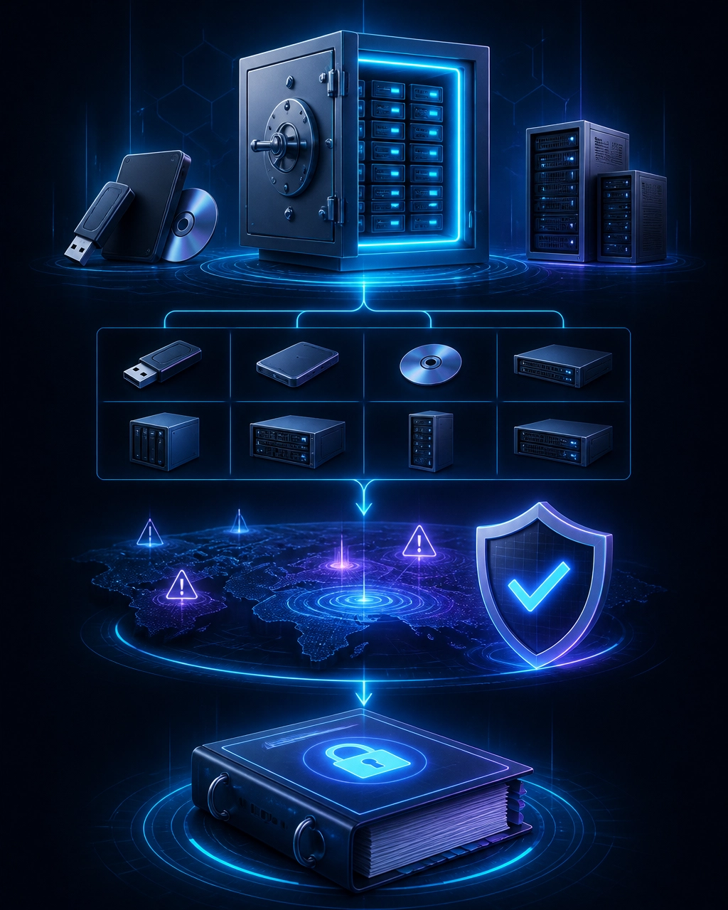 Secured data vault and asset inventory grid representing system inventory and risk management